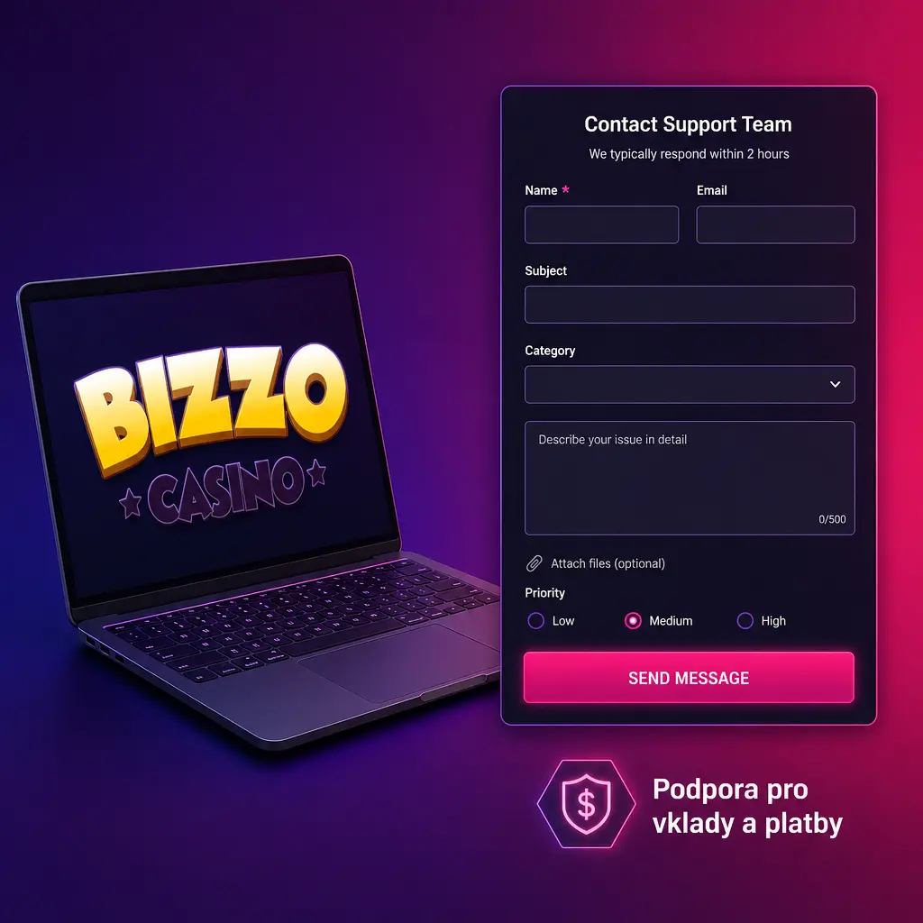 Podpora Bizzo casino pro vklady, platby, zamítnuté transakce, bonusy a ověření platební metody