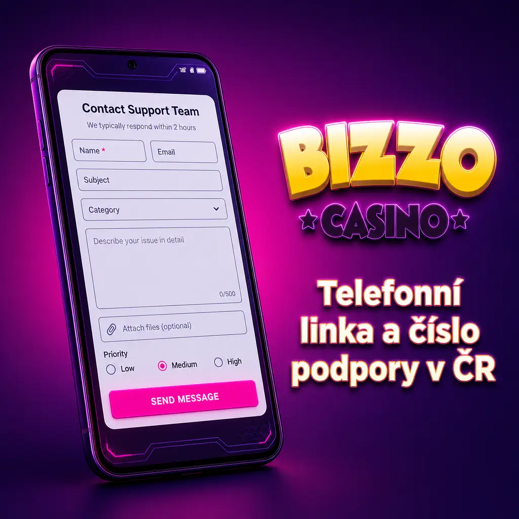Telefonní podpora Bizzo v ČR s upozorněním ověřit číslo v účtu nebo centru nápovědy
